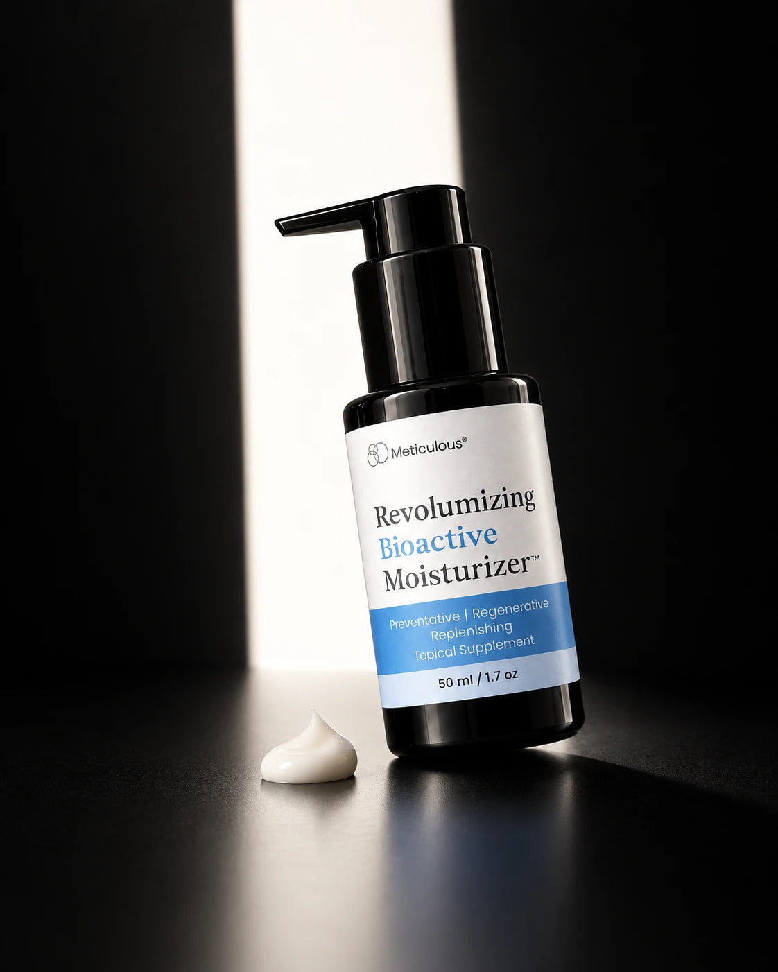 The Revolumizing Bioactive Moisturizer in a shaft of daylight